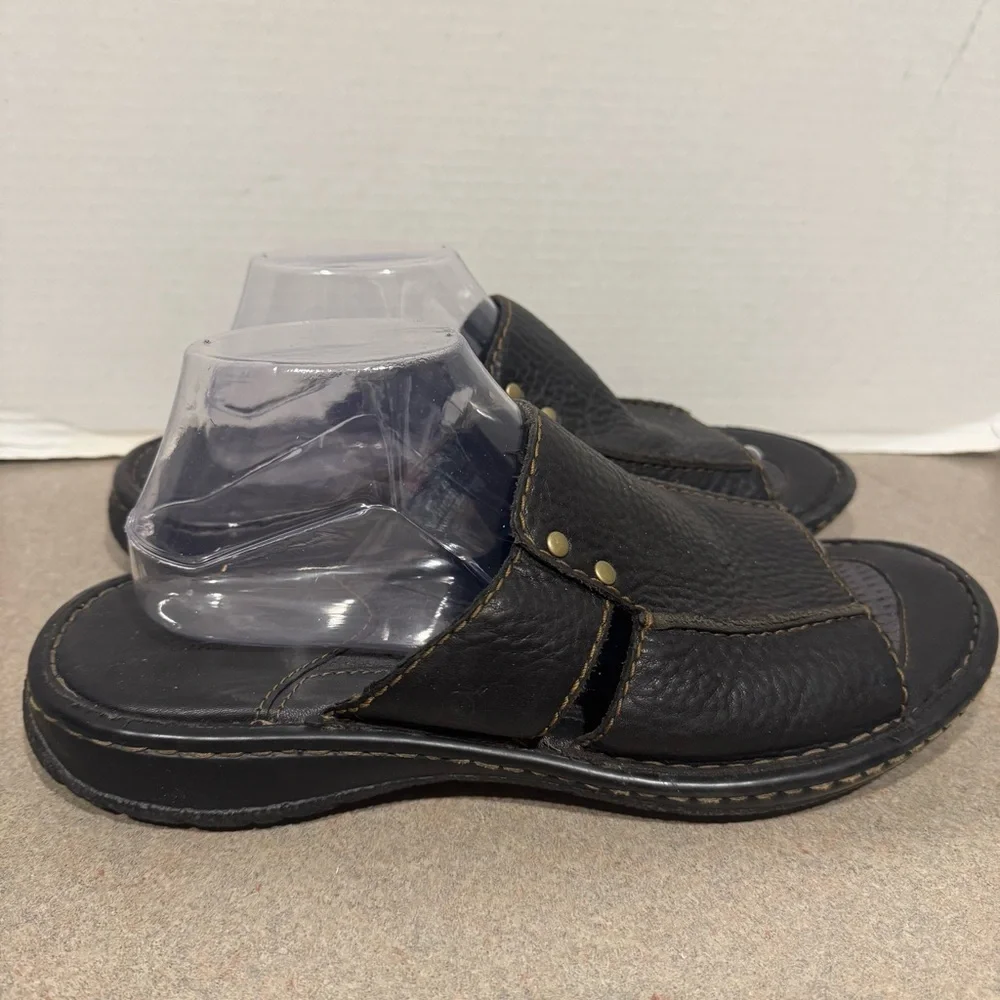 Born Men Black Leather Sandals Size 10/44